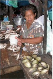 woman selling mussels