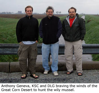 Anthony Geneva, Kevin Cummings and Daniel Graf braving the winds of the Great Corn Desert to hunt the wily mussel.