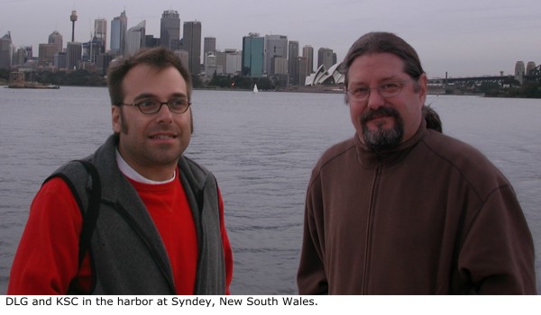 Daniel Graf and Kevin Cummings in the harbor at Sydney, New South Wales.
