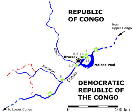 Map of Republic of Congo Sampling Sites, July-August 2006
