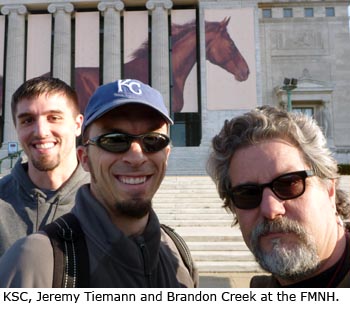 Kevin Cummings, Jeremy Tiemann and Brandon Creek at the FMNH.