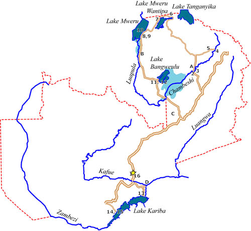 Map of Zambia 2007 sampling sites