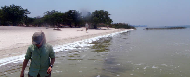 Sampling Samfya Beach on Lake Bangweulu, Zambia.